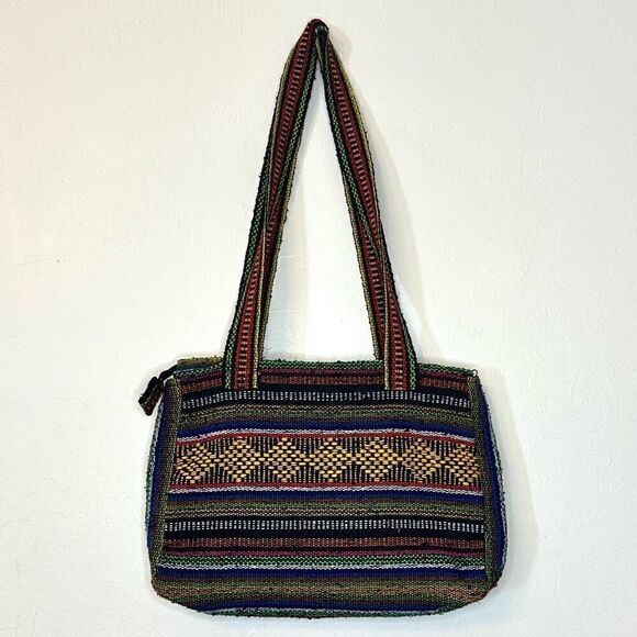Artesanians Pinzon Tribal Aztec Bohemian Rasta Woven Shoulder Bag - Picture 3 of 7